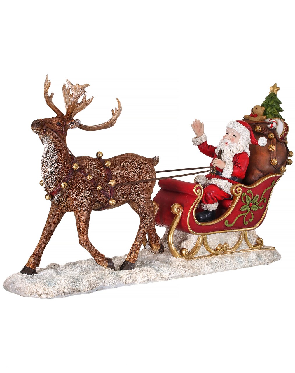 Contemporary Home Living 19" Santa In Sleigh with Reindeer Christmas Tabletop Figurine